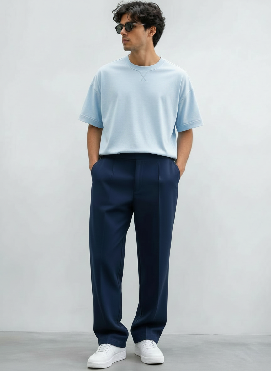 Drop Shoulder Oversized Baggy -Sky Blue