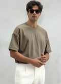 Drop Shoulder Baggy T- Shirt-Olive Green