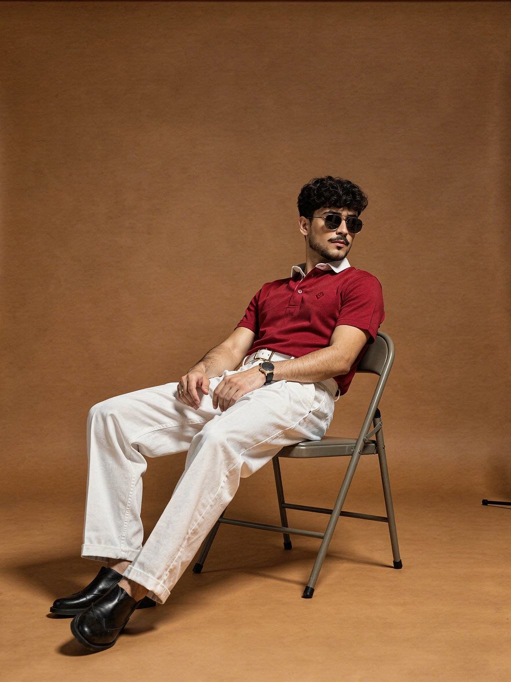 Maroon Polo Shirt with White Collar – Export Quality