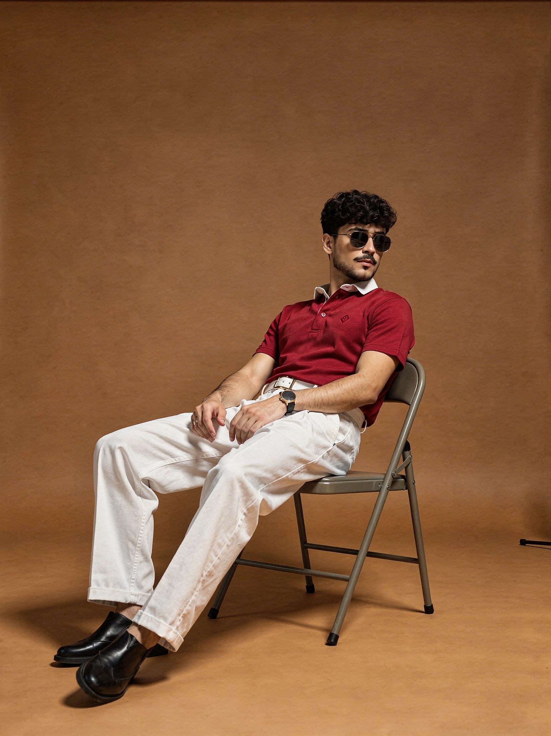 Maroon Polo Shirt with White Collar – Export Quality