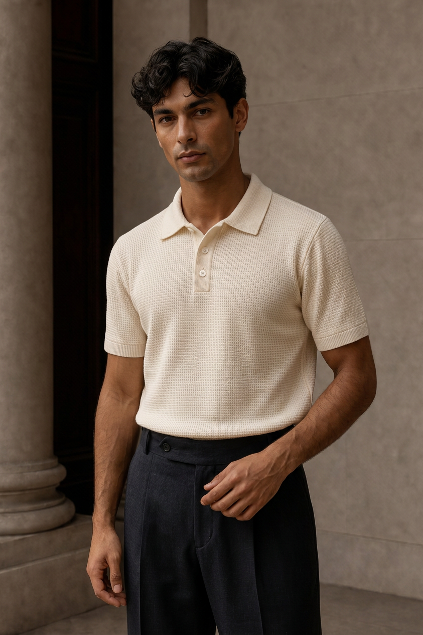 Textured Air Knit Polo